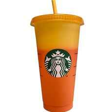 STARBUCKS 星巴克 可重複使用變色冷飲杯, 橘色, 710ml
