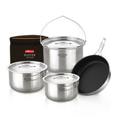 CHEFWAY 韓國製造專業3層不鏽鋼露營炊具 7件組, 混色, 1套