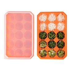 incoc 矽膠15格冰塊球模具 2入, 橘色