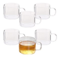 玻璃手柄便利茶杯 65ml, 混合顏色, 6個