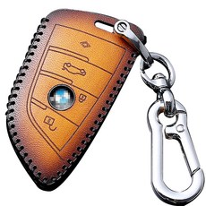 Hamate BMW 復古皮革鑰匙包 C款, 棕色, BMW 新型