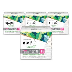 화이트 에코프레시 울트라 중형 생리대 날개형, 18매입, 4세트