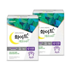 화이트 에코프레시 수퍼롱 생리대 날개형, 16매입, 2세트