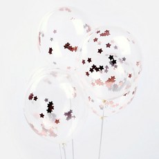 메탈릭 스타 컨페티 풍선세트, 로즈골드, 1세트