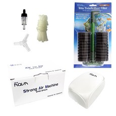Tetra 德彩 Brillant 雙管海綿過濾器 + Sam Aqua 2孔靜音打氣機全套組 隨機出貨, 3W, 1套