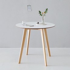 마켓비 RAMIRA 원형테이블 D80 고무나무, 화이트, 2인용