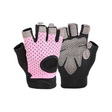 透氣網布半指款運動手套, 粉色的