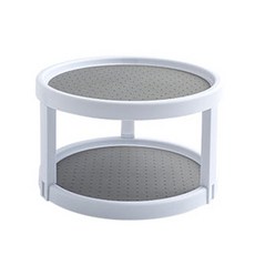 KEYMING 雙層調味料旋轉託盤, 灰色 + 白色