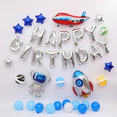 太空人 生日 氣球 套組, 混色, 1套