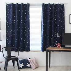 彩虹屋 小星星 小窗 遮光窗簾, 海軍藍
