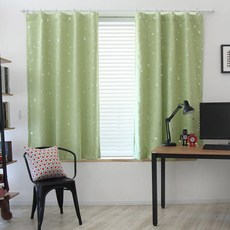Rainbow House 小星星小窗遮光窗簾, 綠色