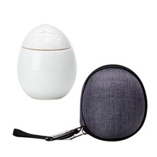 便攜蛋形瓷茶具+收納容器, 銀灰, 1套