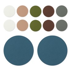 FLaiTO 矽膠浮雕圓形杯墊 6種 x 2入組, 磚紅色 + 棕色 + 深綠色 + 海軍藍 + 白色 + 灰色