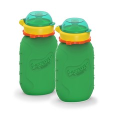 SqueasyGEAR 矽膠隨身食物泥罐 180ml, Green, 180毫升, 2入