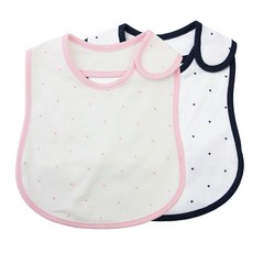 babybear 圍兜 2入, 愛心/粉色+星星/海軍藍, 1組