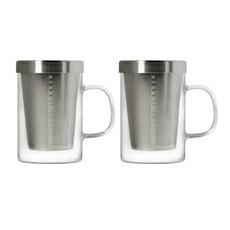 TEADOYO 耐熱玻璃濾茶馬克杯 450ml, 2個, 透明