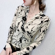 LUNA GIRL Loro紮染荷葉邊V領女衫