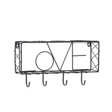 帶有訊息的鐵製壁掛架 愛心掛鉤, 1個