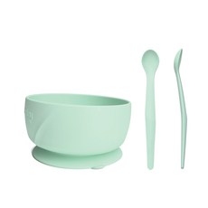 everyday baby 矽膠吸盤碗+湯匙 2入, 薄荷綠