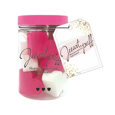 愛心造型粉撲+收納盒組, 粉色, 白色, 1套