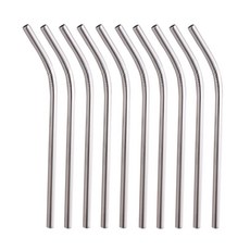 彎曲不銹鋼彎曲吸管 8mm, 10入, 1組