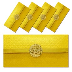 高級金屬配件零用錢信封 S2, 黃色, 5個