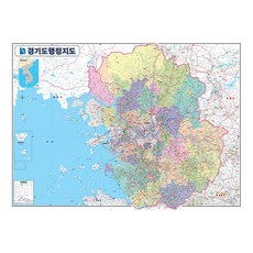 地圖.com 京畿道行政地圖 110 x 78 cm + 全國行政道路地圖, 1套