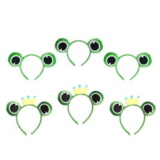 青蛙髮箍 3入 + 青蛙皇冠髮箍 3入, 混合顏色, 1套