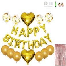 미니띠네 샤워 커튼 해피벌스데이 컨페티 파티 세트, 골드, 1세트