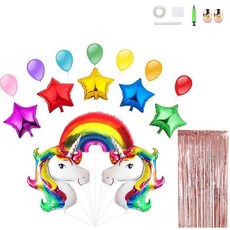 무지개 유니콘 파이브 스타 파티 세트, 레인보우, 1세트