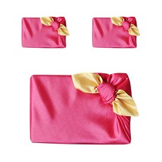 tongshop 絲綢雙層包袱巾 110 x 110 mm, 花粉色 + 黃色, 3個