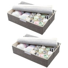 GUNU 亞麻多功能可折疊內衣收納盒 灰色 L, 2個