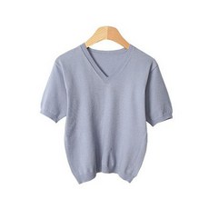 린다샵 여성용 바텔트 브이 반팔 니트