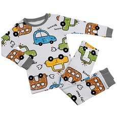 Maykids 童款滿版汽車塗鴨20支棉長袖家居服套裝