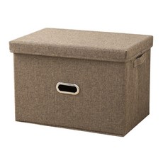GUNU 現代設計可折疊亞麻收納箱 L 44 x 29 x 30 cm, 棕色, 1個