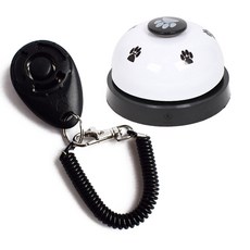 딩동펫 반려동물 고리형 클리커 + 애견벨 세트, 화이트 + 블랙, 1세트