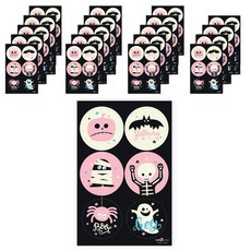 indi.k 萬聖節粉紅色圓形套組標籤貼紙, 混色, 20個