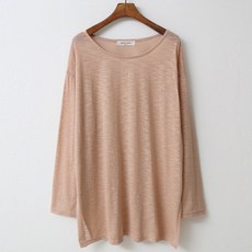 티탁 여성용 빅사이즈 루즈핏 보트 슬라브 롱 긴팔 티셔츠