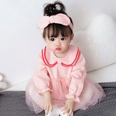 STARDOOR 女孩童蕾絲泡泡裙長袖包屁衣+蝴蝶結頭帶