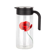 Nexco 耐熱玻璃冷水壺, 花朵黑色蓋子款, 1.4L, 1個
