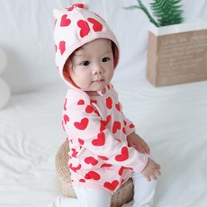 STARDOOR 孩童心形圖樣居家長袖連身衣+帽子