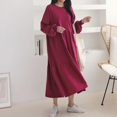 BORIMOM 寬鬆長袖孕婦蛋糕連身裙 G843