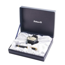 Pelikan 百利金 Soverene 鋼筆 M300 + 墨水瓶 30ml, F, 黑色的