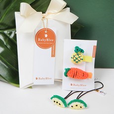BABYLEE 針織黃色髮夾禮品套組