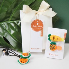 BABYLEE 針織橙色髮夾禮品套組