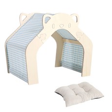 Famor 安全寵物屋標準+高級坐墊套裝, 房子（藍色格子），靠墊（隨機發貨）