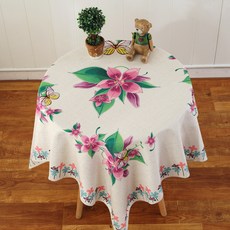 알럽홈 원형테이블 린넨 패턴 식탁보, 제비꽃, 140 x 140 cm