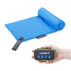 4monster 多用途運動毛巾 40 x 80 cm + 收納盒組 小尺寸, 藍色, 1套