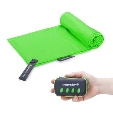 4몬스터 다용도 스포츠타월 + 케이스 세트 80 x 40 cm, 그린, 1세트