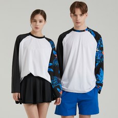 hmus 半邊長袖印花情侶款防曬上衣 2件組